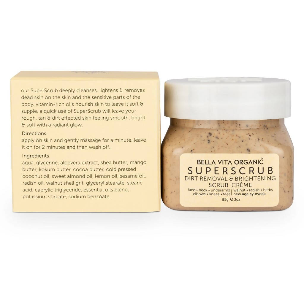 Bella Vita Organic SuperScrub Dirt Removal & Skin Brightening Scrub Creme - Distacart