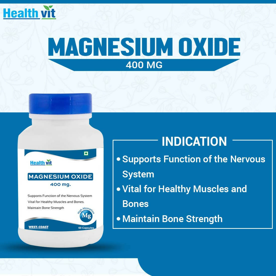 Healthvit Magnesium Oxide 400mg Capsules - Distacart