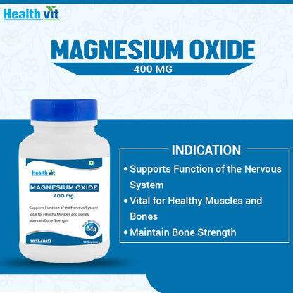Healthvit Magnesium Oxide 400mg Capsules - Distacart
