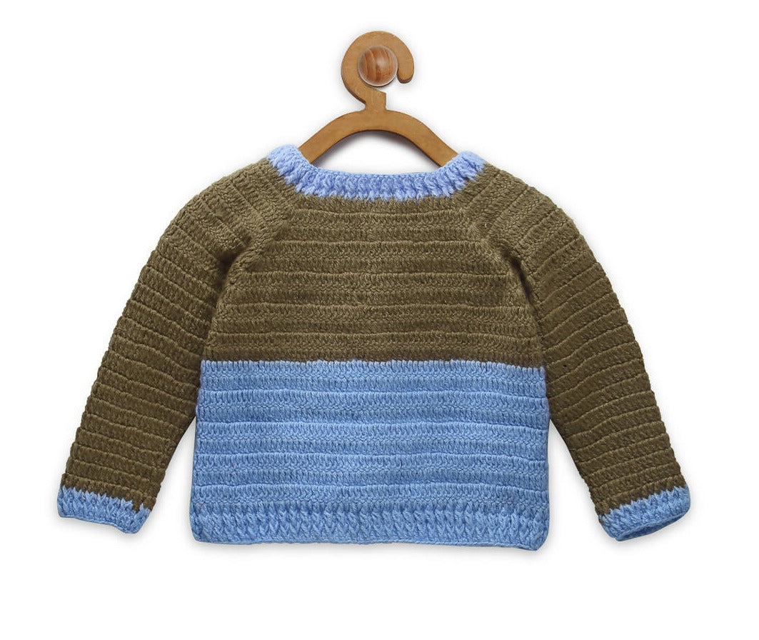 Chutput Kids Blue Coloured Solid Pullover For Baby Boys with Applique Detail - Distacart