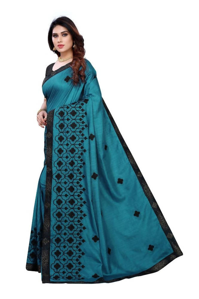 Vamika Rama Green Dola Silk Embroidery Saree