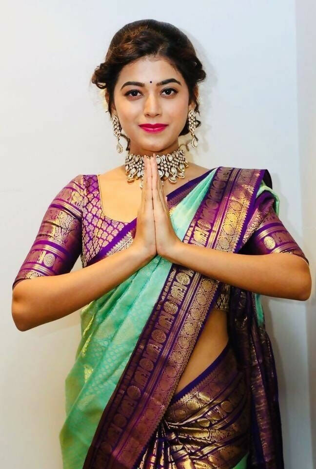 DEIANA'S Beautiful Golden Jari with New Design Soft Lichi Silk Saree - Pista - Distacart