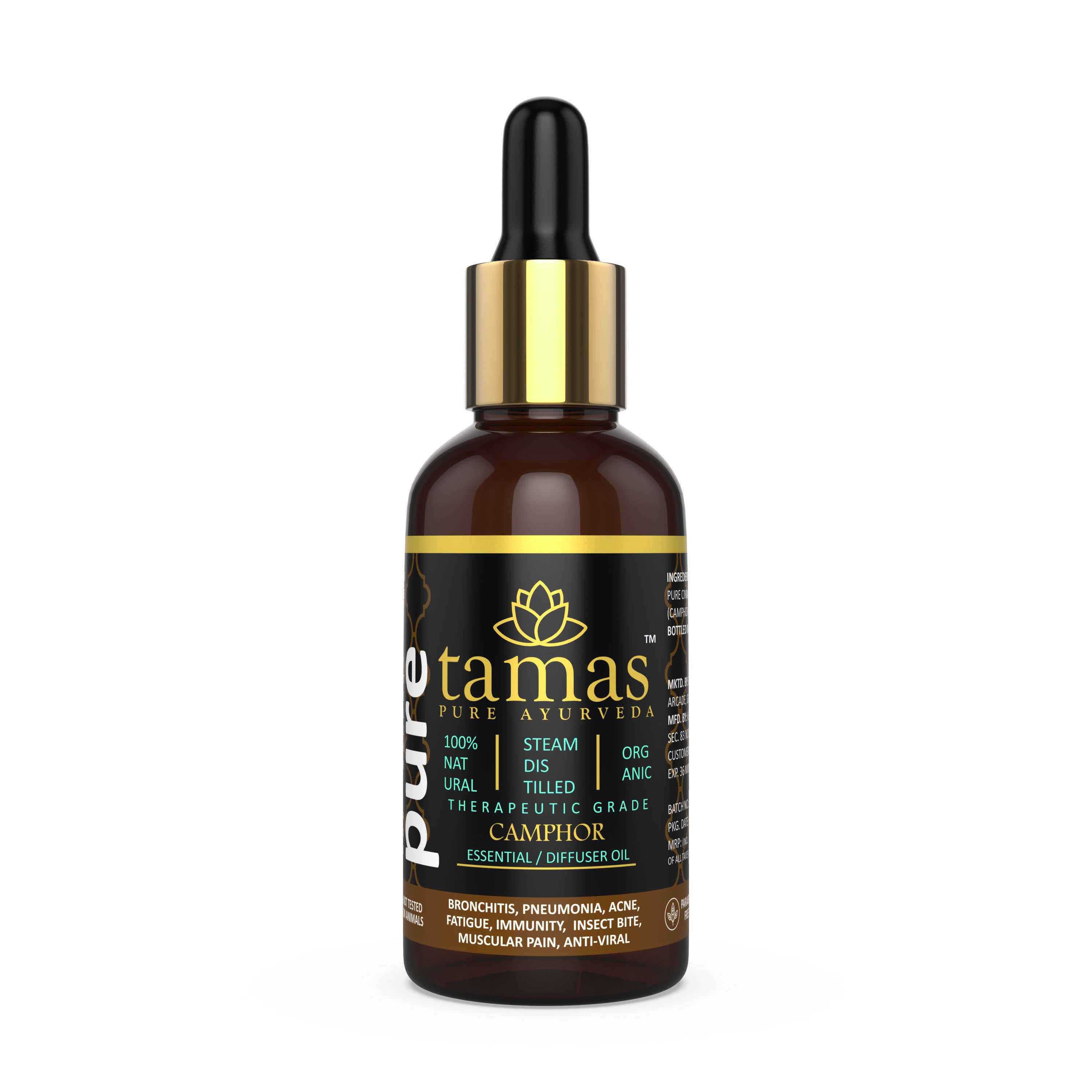 Tamas Pure Ayurveda 100% Organic Camphor Essential Oil - USDA Certified Organic - Distacart