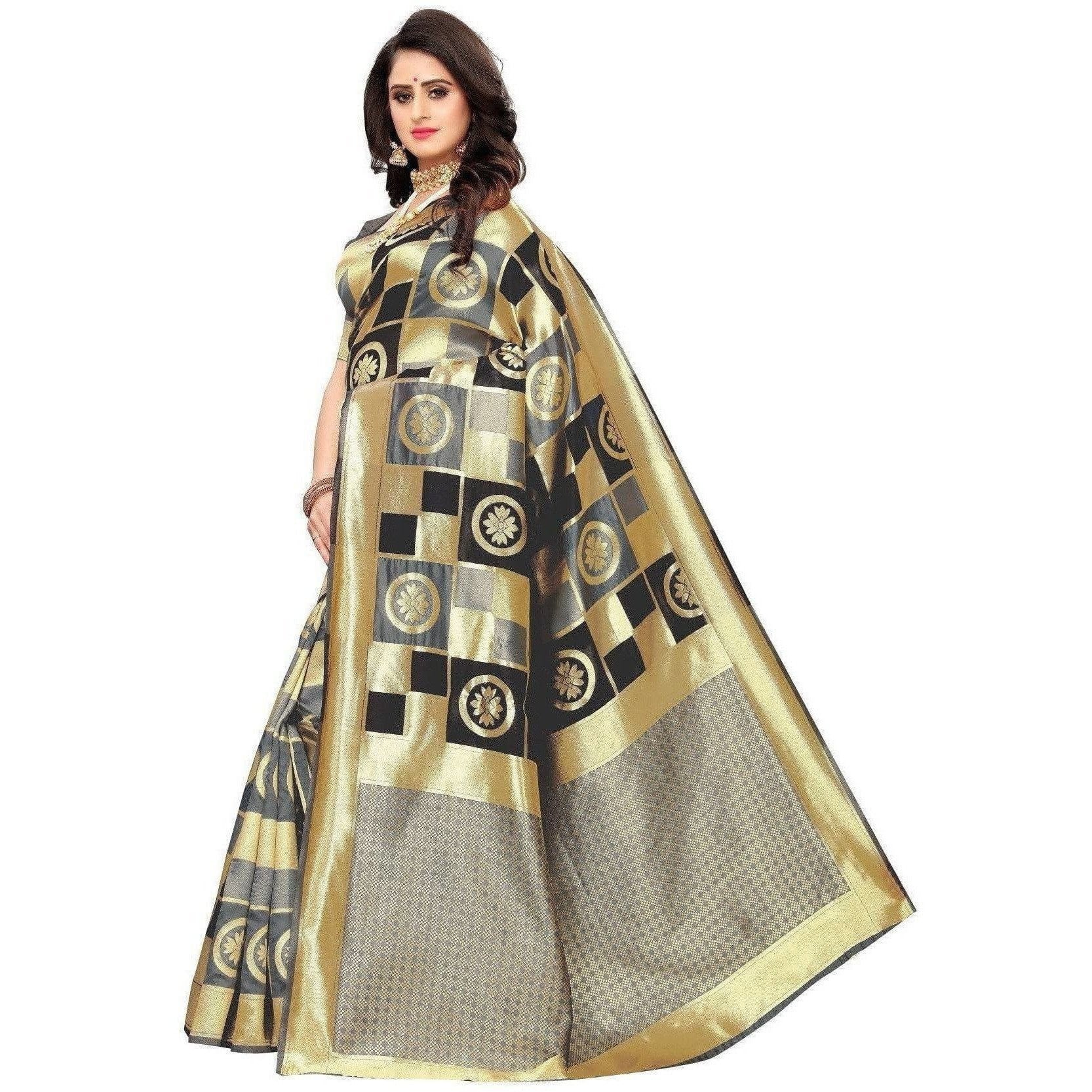 Vamika Banarasi Jaquard Grey Weaving Saree (Banarasi 24)