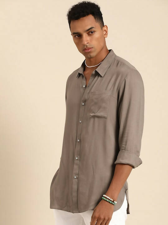 Grey Men Rayon Classic Opaque Casual Shirt - Mahotsav - Distacart