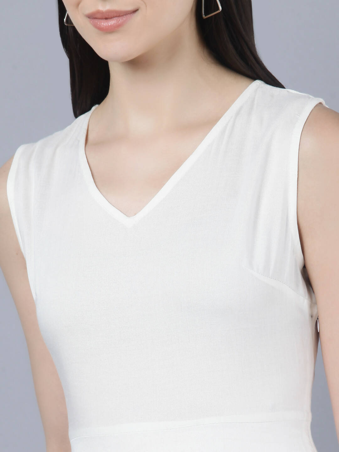Myshka Women White Solid Maxi Dress - Distacart