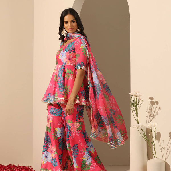 Pomcha Jaipur Pink Gul Qudrat Sharara Set - Distacart