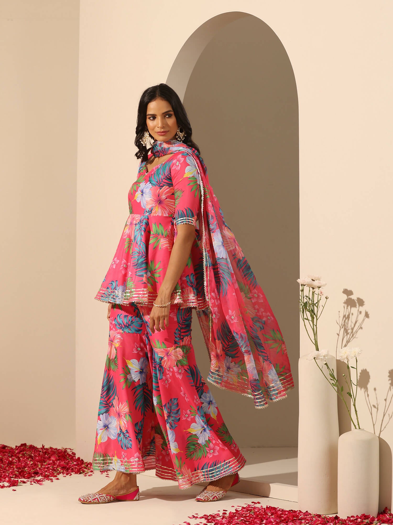 Pomcha Jaipur Pink Gul Qudrat Sharara Set - Distacart