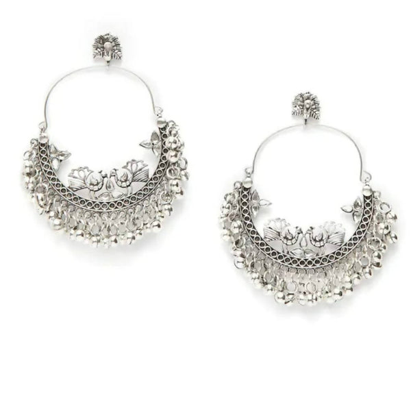 Mominos Fashion Silver-Plated Peacock Design Chandbali Earrings - Distacart