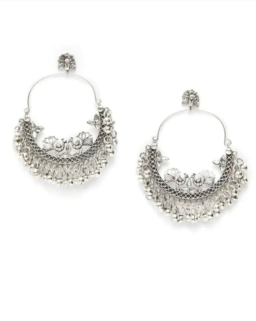 Mominos Fashion Silver-Plated Peacock Design Chandbali Earrings - Distacart