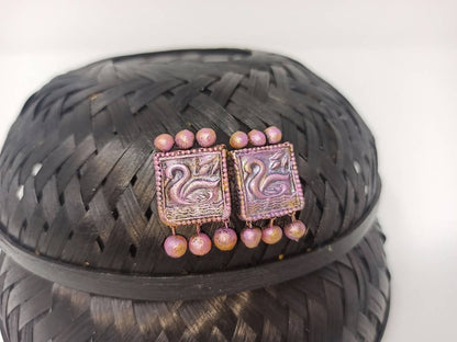 Terracotta Beautiful Swan Studs-Lavender