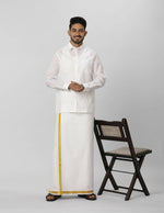 Thumbnail for Ramraj Cotton Mens Full Sleeve Formal Poly Cotton White Shirt - Distacart