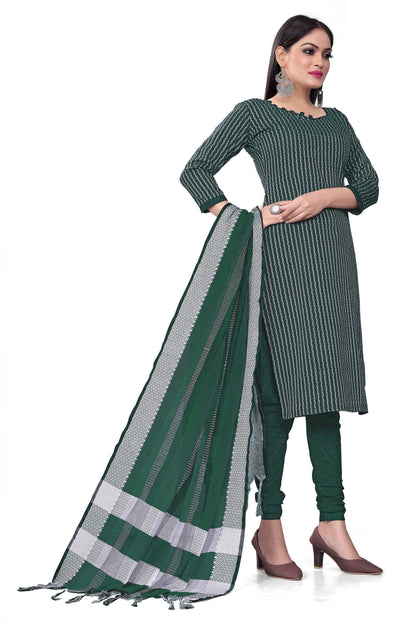 Green Cotton Jacquard Woven Unstitched Dress Material - Amara - Distacart
