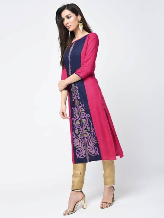 Aniyah Rayon Block Printed Latest Straight Kurta (AN-118K)