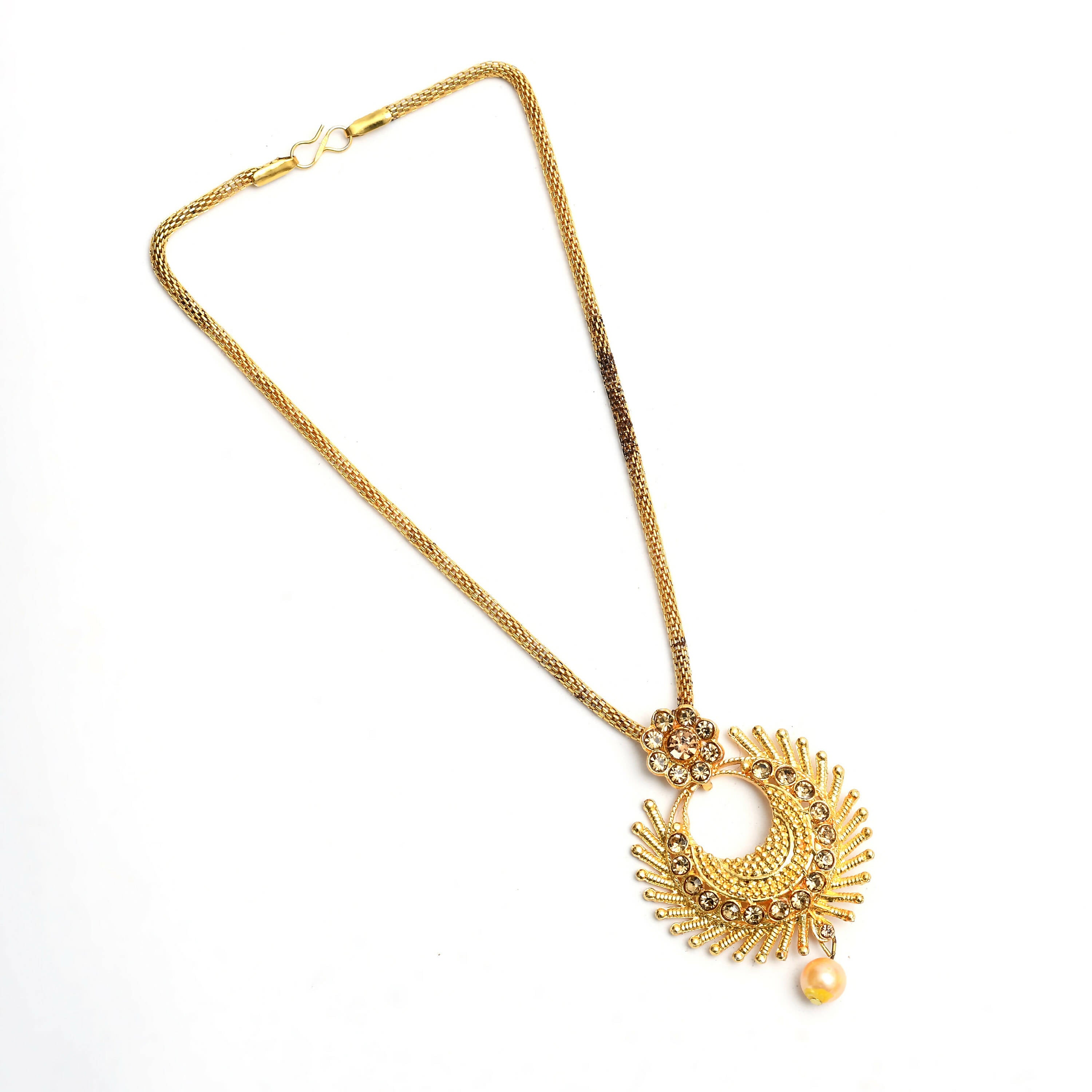 Mominos Fashion Johar Kamal Gold-Plated Brass Finish Long Necklace For Women (Golden) - Distacart