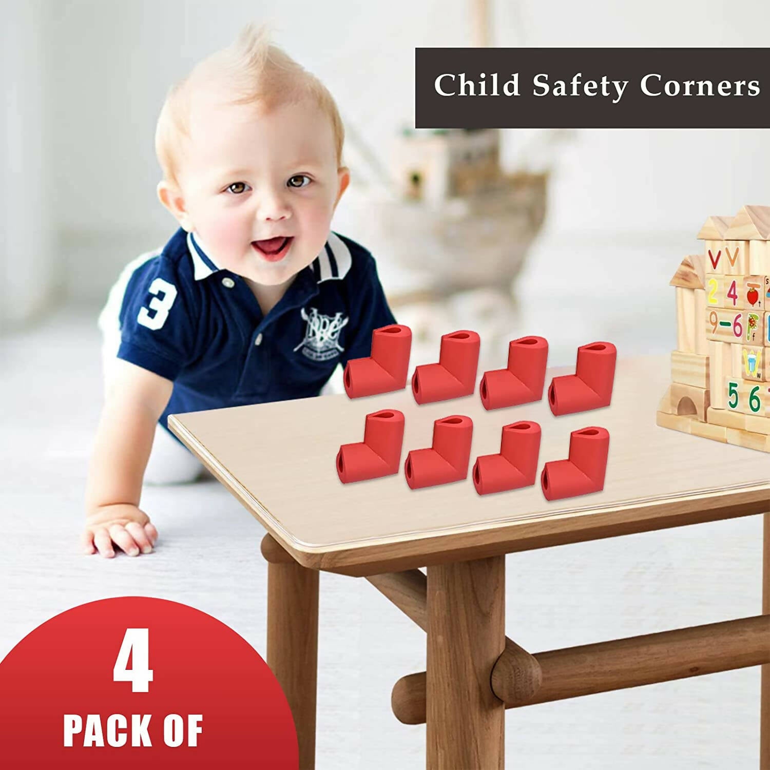 Safe-O-Kid L Shaped Large Nbr Corner Cushions, Red For Kids Protection - Distacart