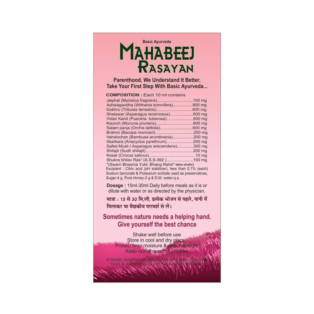 Basic Ayurveda Mahabeej Rasayan Ingredients