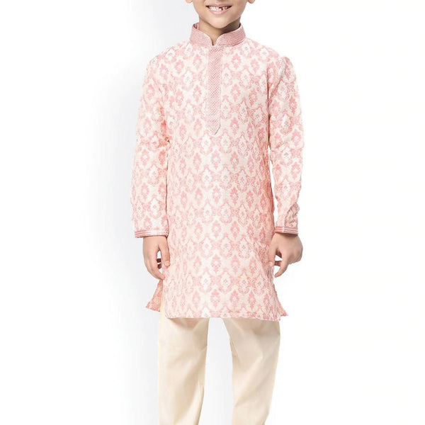 Manyavar Boys Coral Ethnic Motifs Kurta Set - Distacart