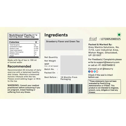 Teacurry Strawberry Green Tea Bags - Distacart