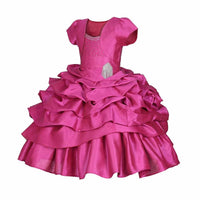 Thumbnail for Asmaani Baby Girl's Pink Colour Satin A-Line Maxi Full Length Dress (AS-DRESS_22118) - Distacart