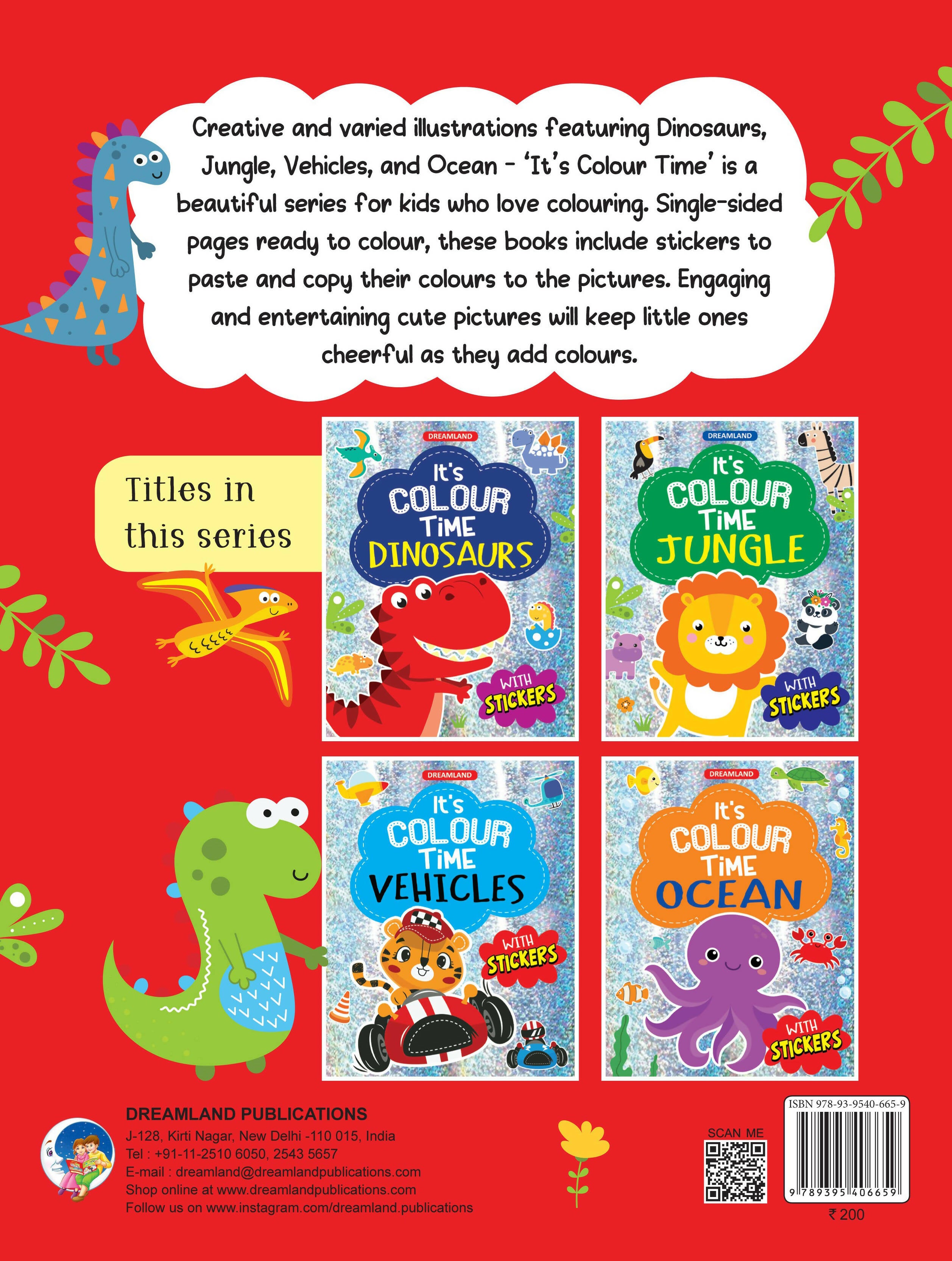 Dreamland Dinosaurs- It's Colour time with Stickers : Children Drawing, Painting & Colouring Book - Distacart