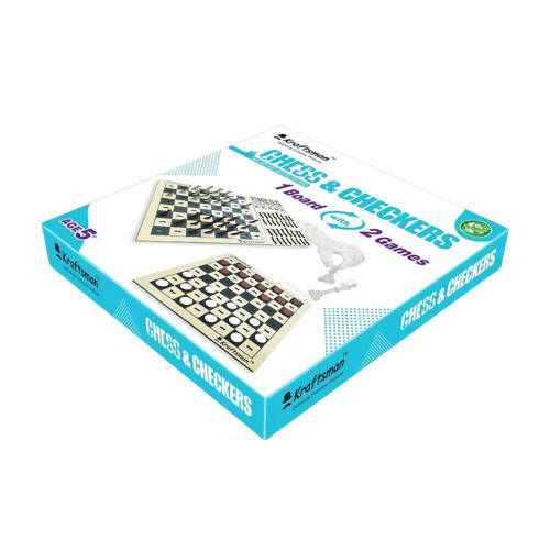 Kraftsman Wooden Chess & Checkers Combo Board Game | One Board Two Games - Distacart