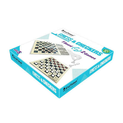 Kraftsman Wooden Chess & Checkers Combo Board Game | One Board Two Games - Distacart