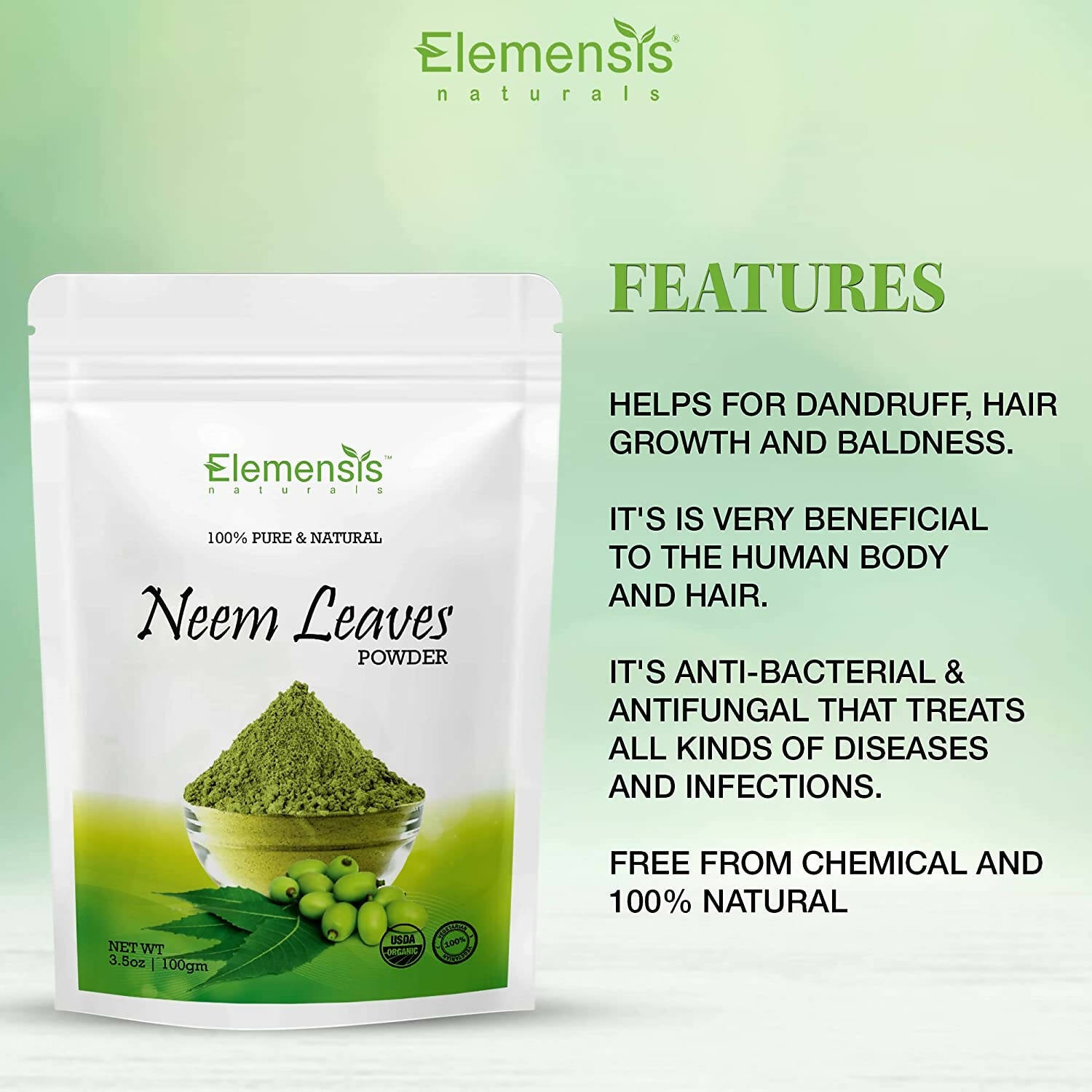 Elemensis Naturals Neem Leaves Powder - Distacart