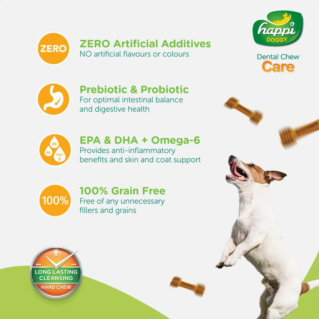 Happi Doggy Dental Chew Care Immune Support Turmeric & Shiitake - Distacart