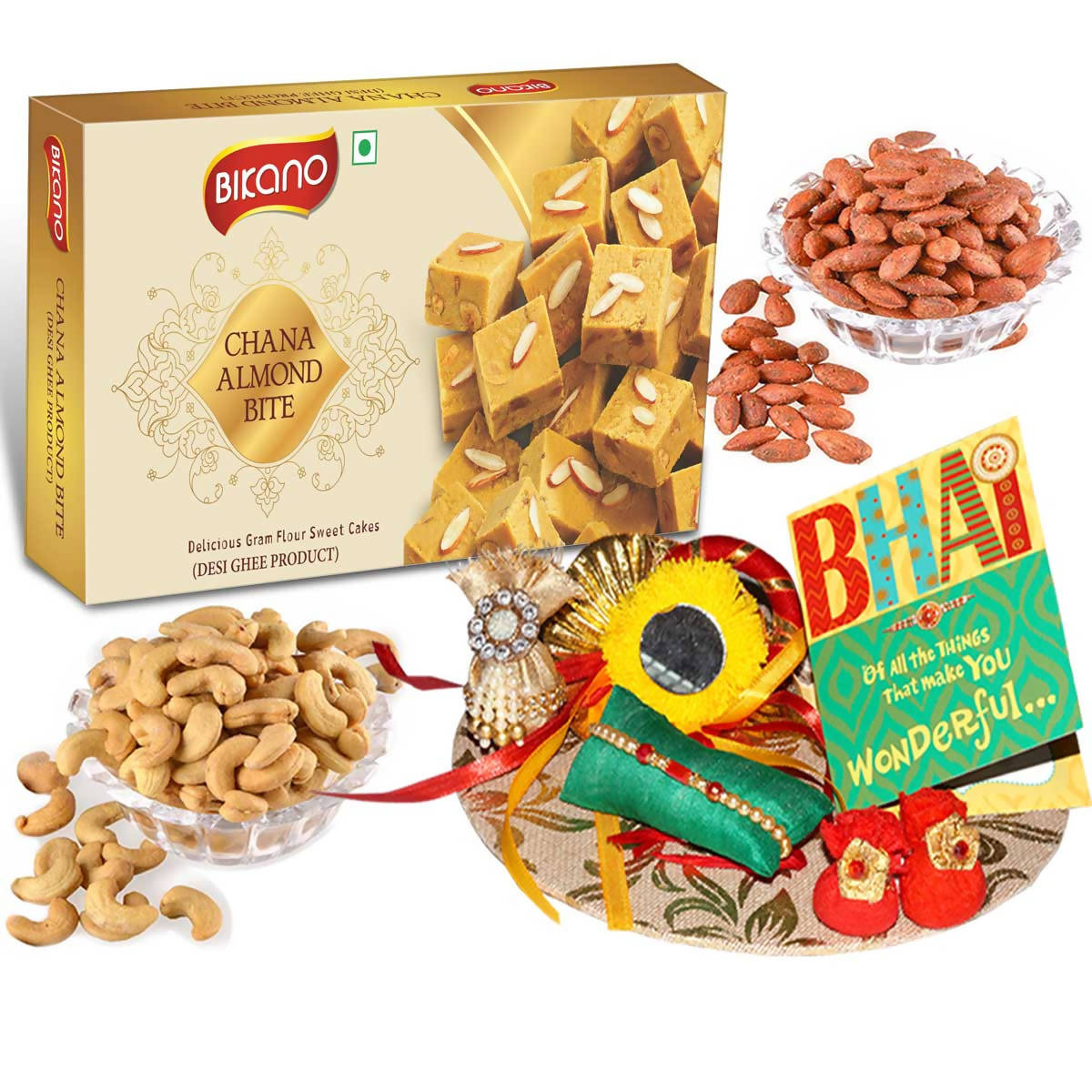 Bikano Chana Almond Bite and Dryfruits Rakhi Gifts - Distacart
