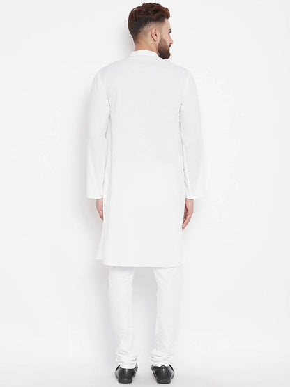 Even Apparels White Color Pure Cotton Band Collar Men's Kurta - Distacart