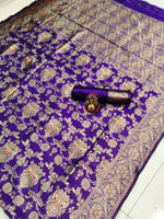 Thumbnail for DEIANA'S Beautiful Golden Jari with New Design Soft Lichi Silk Saree - Purple - Distacart