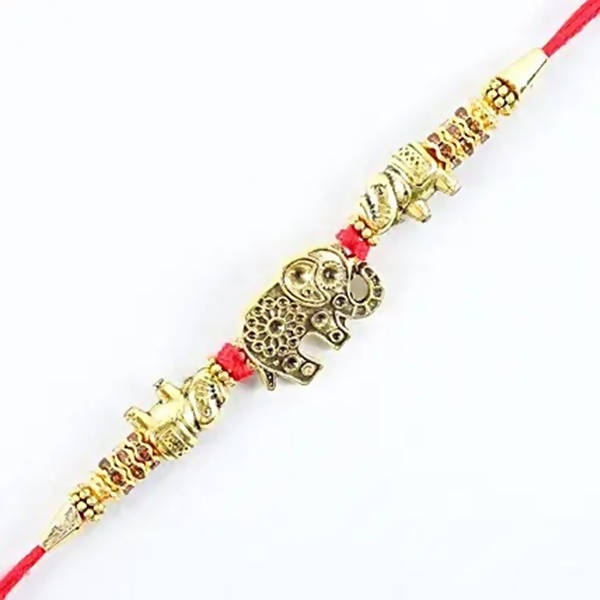 Ethnic Elephant Pearl Rakhi & Cashew Jar - Distacart