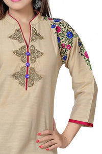 Thumbnail for Snehal Creations Beautilicious Beige Embroidery Short Tunic