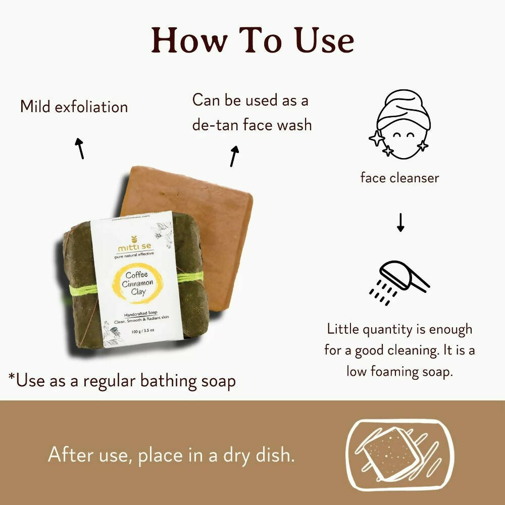 Mitti Se Coffee Cinnamon Clay Handcrafted Soap - Distacart