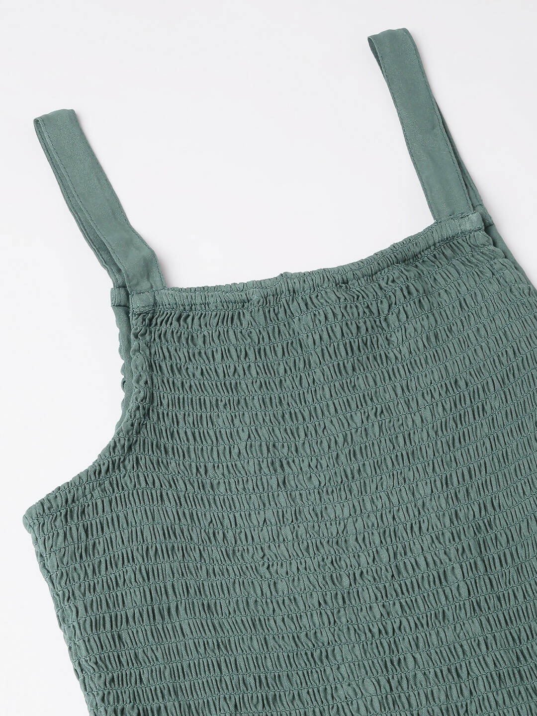 Green Cotton Solid Flared Dress with Printed Shrug - Yukti - Distacart