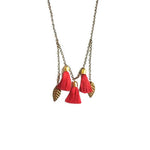 Thumbnail for Tiaraa Pink Alloy Tassel Necklace With Leaf For Women - Distacart