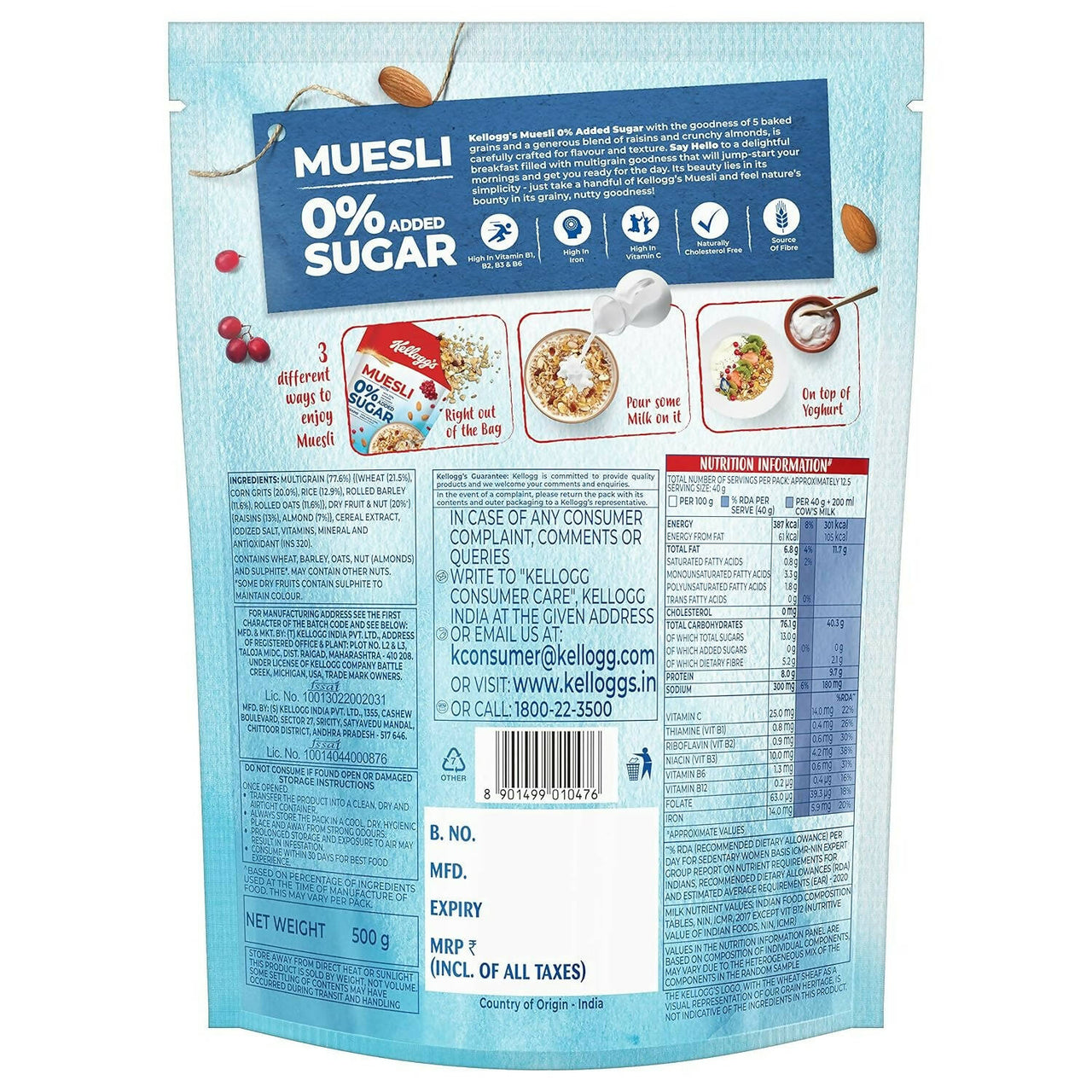 Kellogg's Muesli 0% Added Sugar - Distacart