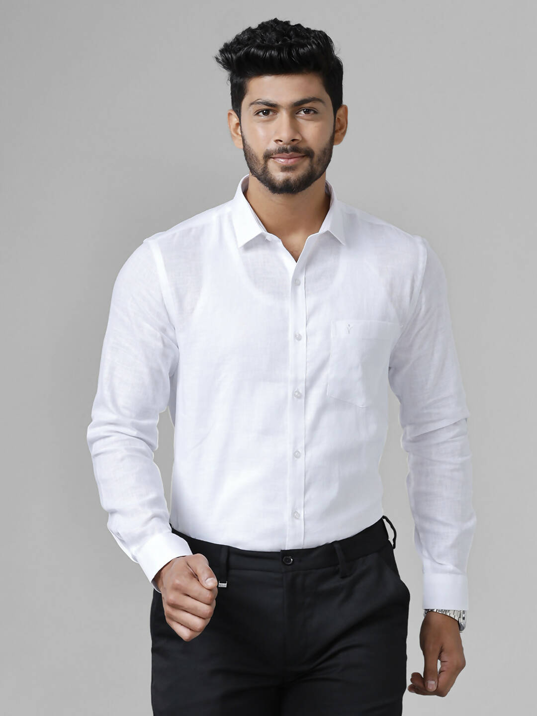 Ramraj Cotton Cotton Linen Full Sleeve White Shirt - Distacart
