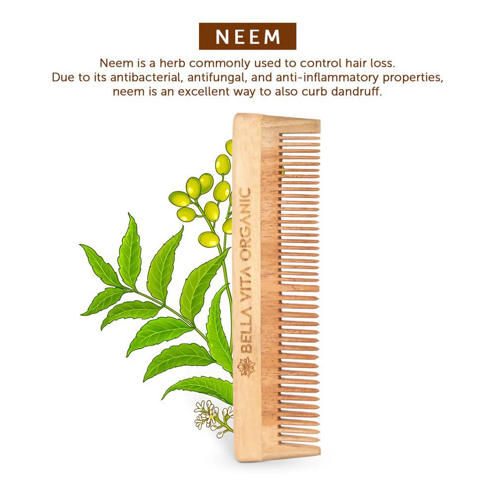 Bella Vita Organic Dual Teeth Wooden Neem Comb