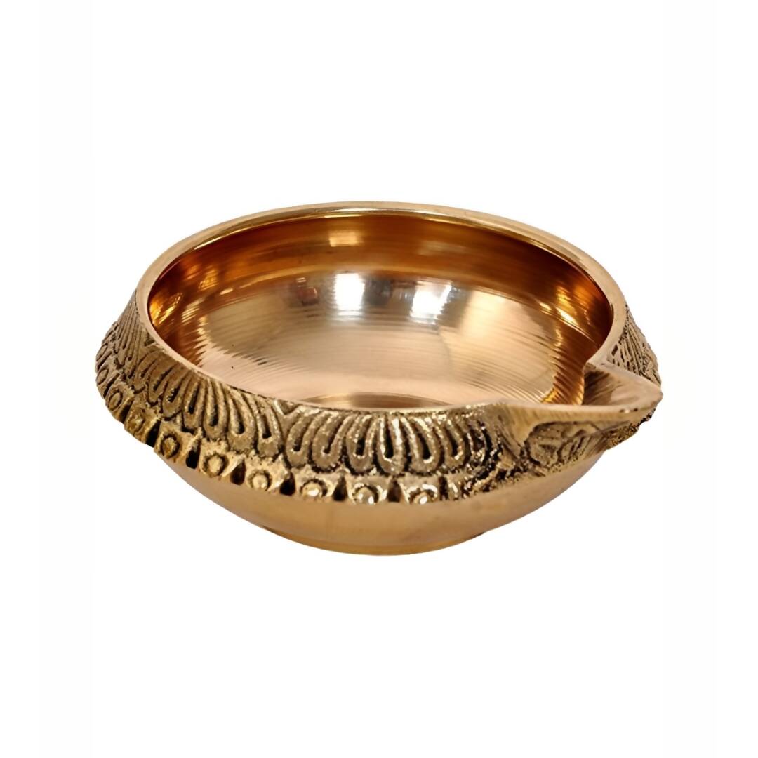 Spillbox Gold Toned Textured Brass Diya without Stand - Distacart