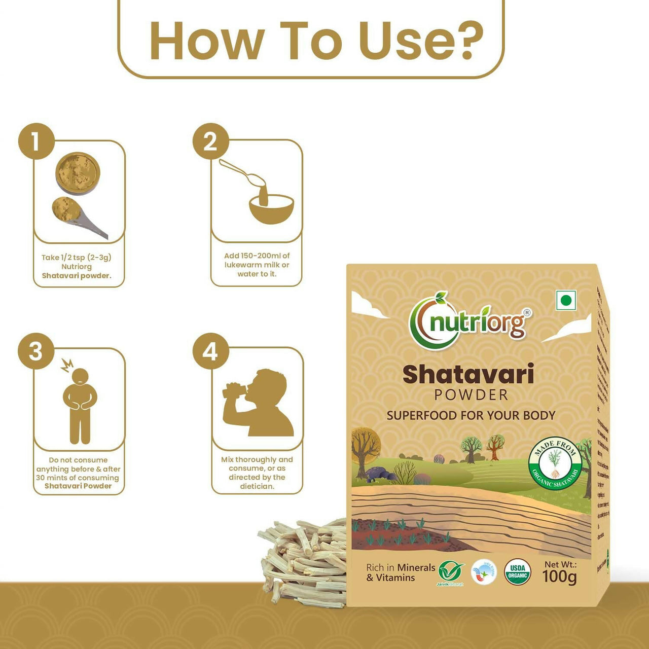 Nutriorg Certified Organic Shatavari Powder - Distacart
