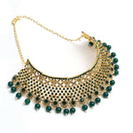 Thumbnail for Mominos Fashion Johar Kamal Traditional Rajwadi Design Heavy Golden/Green Color Necklace Set - Distacart
