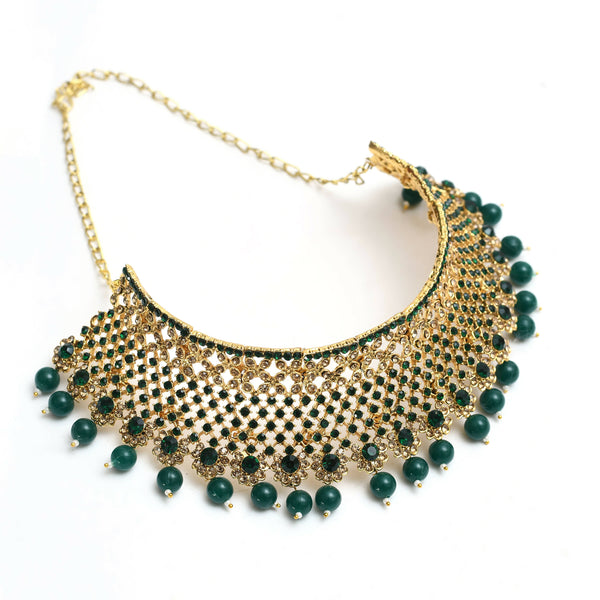 Mominos Fashion Johar Kamal Traditional Rajwadi Design Heavy Golden/Green Color Necklace Set - Distacart