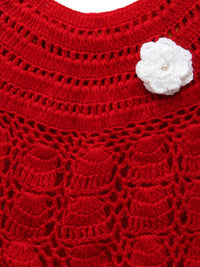 Thumbnail for ChutPut Hand knitted Crochet Red Wedding Wool Dress - Distacart