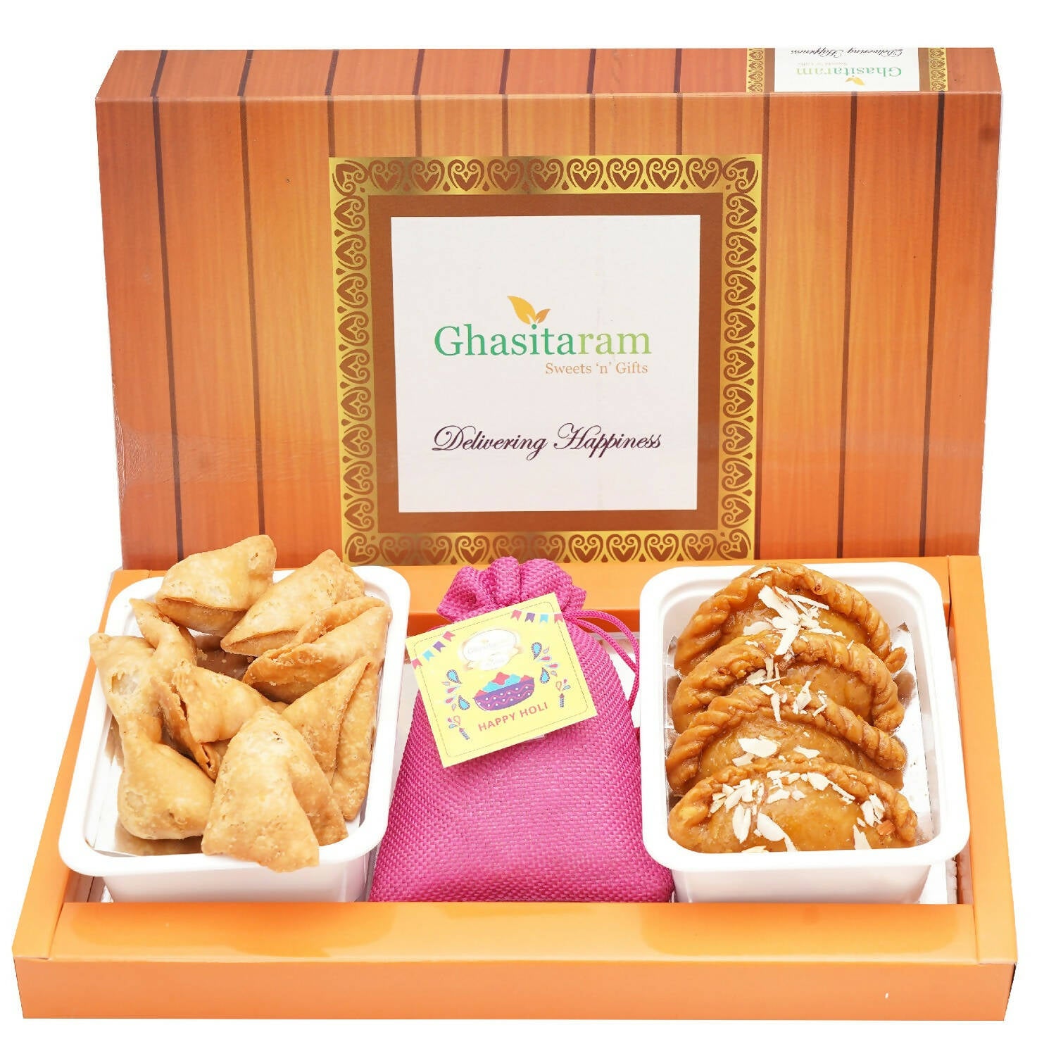 Ghasitaram Assorted Box of Gujiyas, Farsan Samosa and Thandai - Distacart