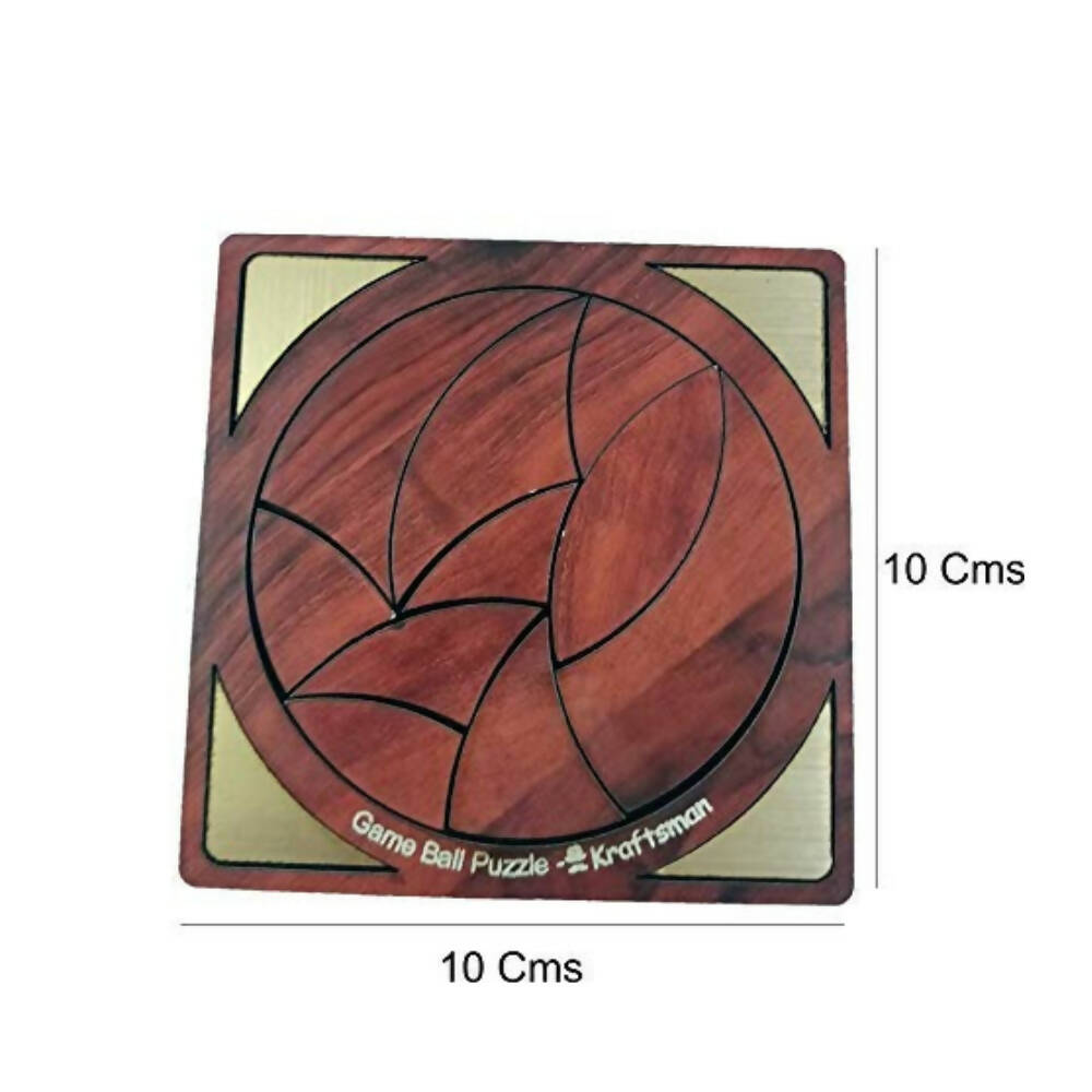 Kraftsman Portable Wooden Game Ball Puzzle | 10 Pieces Puzzle for Kids and Adults | Travel Pouch Included - Distacart
