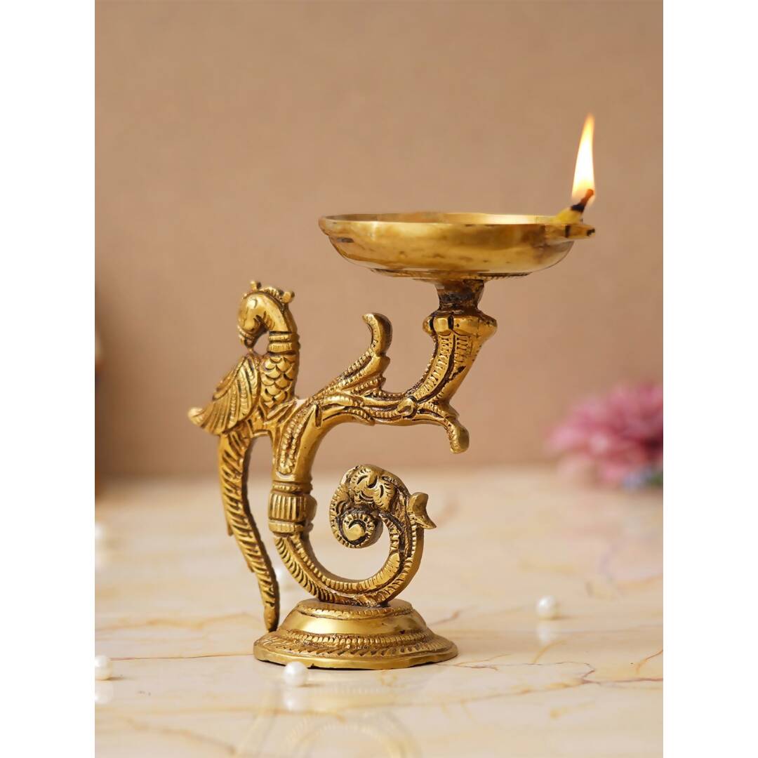eCraftIndia Beige Peacock Design Diyas - Distacart