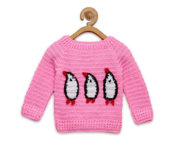 Chutput Kids Pingue Design Solid Pink Pullover Sweater - Distacart