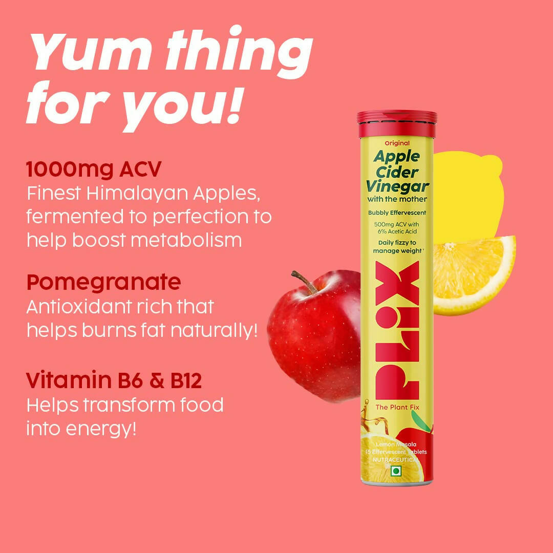 PLIX The Plant Fix Apple Cider Vinegar Effervescent Tablet with Mother - Lemon Masala - Distacart